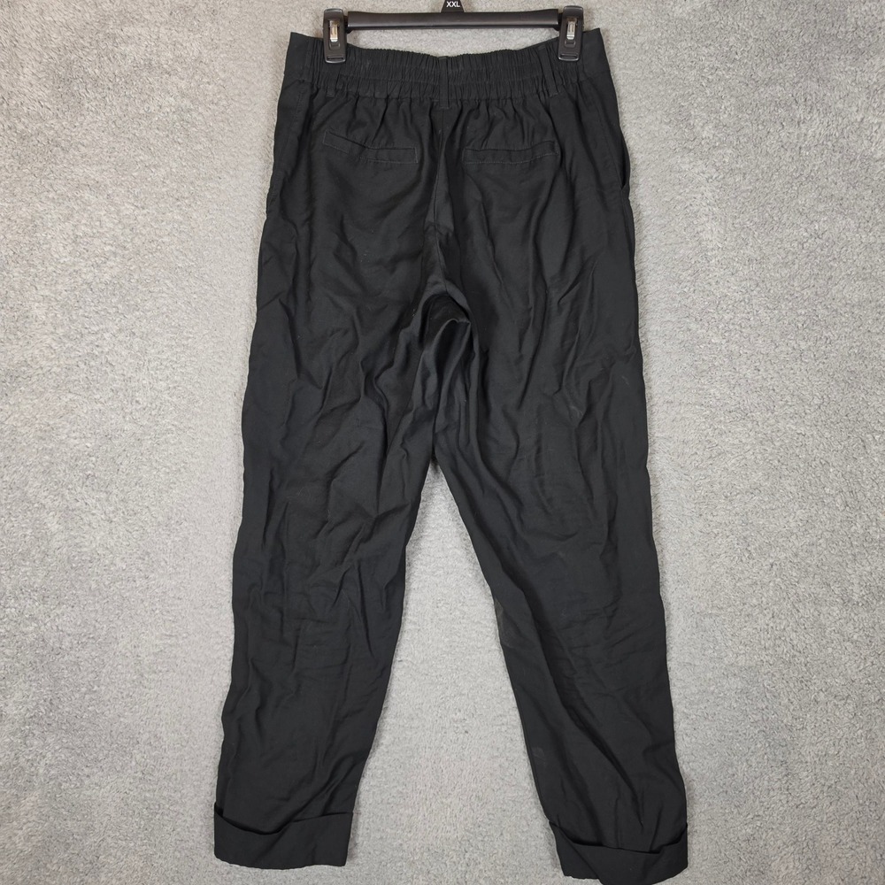 A New Day Tapered Pants Women 8 Black Good Cuffed Ankle Elastic Back Rayon Blend - Picture 2 of 9
